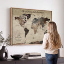 Customize Push Pin World Map Wall Art Canvas Print –