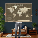 Personalized Framed World Map Wall Art Canvas – Custom Push