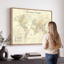 Personalized Push Pin World Map Canvas Print – Custom
