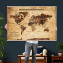 Custom Vintage World Map Canvas Wall Art – Custom Framed