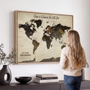 Custom Push Pin World Map Wall Art Canvas Print –