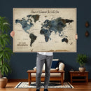 Personalize World Map Canvas Wall Art – Custom Framed Push
