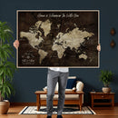 Personalized World Map Canvas Wall Art – Custom Framed Push