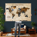 Vintage Custom World Map Canvas Wall Art – Custom Framed