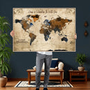 Personalized World Map Canvas Wall Art – Custom Framed Push
