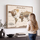 Framed Push Pin World Map Canvas Print – Custom Framed