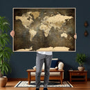 Large Framed Vintage World Map Wall Art Print for Home Wall by MyGreatCanvas | Canvas Wall Art Prints | Photo Prints & Wall Decor