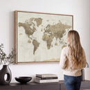 Detailed World Map Wall Art Canvas Print