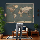 Rustic Black and Wood World Map Canvas Wall Art – Framed by MyGreatCanvas | Canvas Wall Art Prints | Photo Prints & Wall Decor