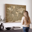 World Map Wall Art Canvas Print, Framed Map Art Picture