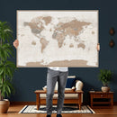 Framed Large World Map Canvas Print for Office Decor by MyGreatCanvas | Canvas Wall Art Prints | Photo Prints & Wall Decor