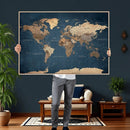 Navy Blue World Map Canvas Print – Framed Travel Map Wall by MyGreatCanvas | Canvas Wall Art Prints | Photo Prints & Wall Decor