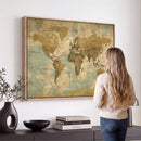 Vintage World Map Wall Art Canvas Print, Detailed World Map