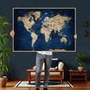 World Map Canvas Print – Framed Travel Map Wall Art for