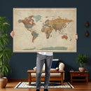 Vintage World Map Canvas Wall Art Print – Framed Modern
