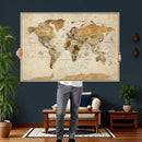 Rustic Vintage World Map Canvas Print – Framed Modern by MyGreatCanvas | Canvas Wall Art Prints | Photo Prints & Wall Decor