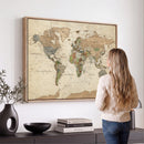 Framed World Map Wall Art for Home and Office Decor