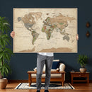 Framed World Map Wall Art for Home and Office Decor