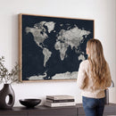 Colorful Watercolor World Map Canvas Print – Vibrant Framed