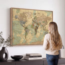 Vintage World Map Wall Art | Ready to Hang and Framed