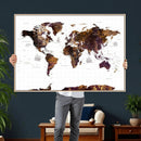 Rustic World Map Wall Art Canvas Print | Large World Map on