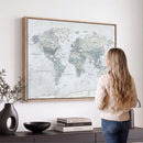 Push Pin World Map Canvas Print - Detailed Vintage World Map