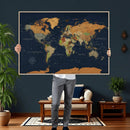 Modern World Map Canvas Print – Framed Detailed Map of the by MyGreatCanvas | Canvas Wall Art Prints | Photo Prints & Wall Decor