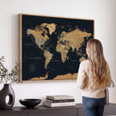 Framed Large World Map Wall Art Canvas Print – Stunning