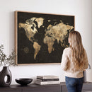 Framed World Map with Pin Canvas Print – Detailed World Map