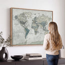Neutral Vintage World Map Canvas Wall Art Print, Classic Map