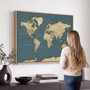 Minimal Vintage World Map Canvas Wall Art Print, Neutral