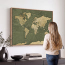 Large World Map Canvas Wall Art Print for Study Room Decor -