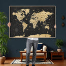 Vintage Blue and Brown World Map Canvas Wall Art – Framed by MyGreatCanvas | Canvas Wall Art Prints | Photo Prints & Wall Decor