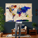 Colorful World Map Canvas Wall Art – Abstract Watercolor Map by MyGreatCanvas | Canvas Wall Art Prints | Photo Prints & Wall Decor