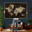 Blue World Map Canvas Wall Art – Framed Modern Travel Map by MyGreatCanvas | Canvas Wall Art Prints | Photo Prints & Wall Decor