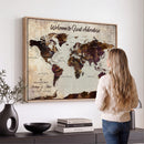 Custom Push Pin Map Wall Art Canvas Print – Personalized