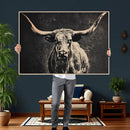 Vintage Texas Longhorn Bull Wall Art Canvas Print, Cow by MyGreatCanvas | Canvas Wall Art Prints | Photo Prints & Wall Decor