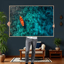 Turquoise Ocean Boat Wall Art Canvas Print by MyGreatCanvas | Canvas Wall Art Prints | Photo Prints & Wall Decor