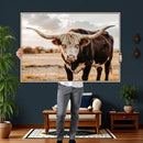 Texas Longhorn Bull Rustic Wall Art Canvas Print, Western by MyGreatCanvas | Canvas Wall Art Prints | Photo Prints & Wall Decor