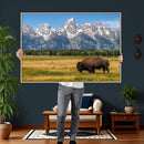 Bison in Mountain Landscape Wall Art Canvas Print – Western by MyGreatCanvas | Canvas Wall Art Prints | Photo Prints & Wall Decor