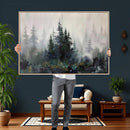 Misty Pine Forest Oil Painting Canvas — Dark Moody Teal Grey by MyGreatCanvas | Canvas Wall Art Prints | Photo Prints & Wall Decor