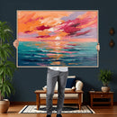Bold Palette Knife Ocean Sunset Canvas — Orange Pink Teal by MyGreatCanvas | Canvas Wall Art Prints | Photo Prints & Wall Decor