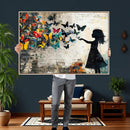 Banksy Butterfly Girl Wall Art Canvas Print, Framed Street by MyGreatCanvas | Canvas Wall Art Prints | Photo Prints & Wall Decor