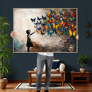 Banksy Graffiti Butterfly Girl Wall Art Canvas Print, Framed by MyGreatCanvas | Canvas Wall Art Prints | Photo Prints & Wall Decor