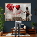 Girl Graffiti Wall Art Canvas Print, Red Balloon Heart by MyGreatCanvas | Canvas Wall Art Prints | Photo Prints & Wall Decor
