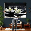 Plumeria Frangipani Black Stone Canvas | White Flower Spa by MyGreatCanvas | Canvas Wall Art Prints | Photo Prints & Wall Decor