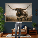 Longhorn Bull Wall Art Canvas Print, Western Farmhouse by MyGreatCanvas | Canvas Wall Art Prints | Photo Prints & Wall Decor