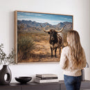 Texas Longhorn Bull Wall Art Canvas Print, Western Farmhouse