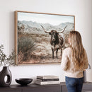 Texas Longhorn Bull Wall Art Canvas Print, Western Farmhouse