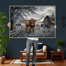 Texas Longhorn Canvas Wall Art, Rustic Farm Barn Bluebonnet by MyGreatCanvas | Canvas Wall Art Prints | Photo Prints & Wall Decor